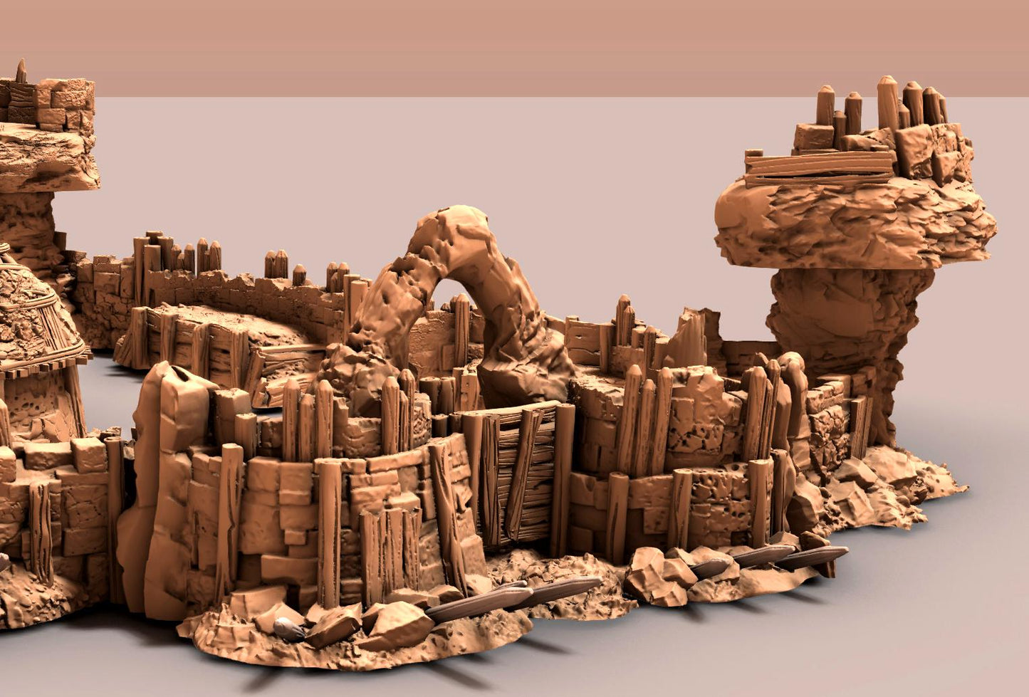 Orc Wasteland Fort and Dwarven Ruin - 3D Printed Tabletop Terrain, Perfect for Wargames, Board Games, Role Playing Games