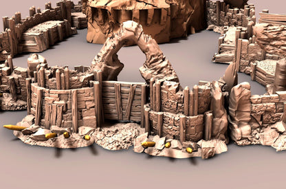 Orc Wasteland Fort and Dwarven Ruin - 3D Printed Tabletop Terrain, Perfect for Wargames, Board Games, Role Playing Games