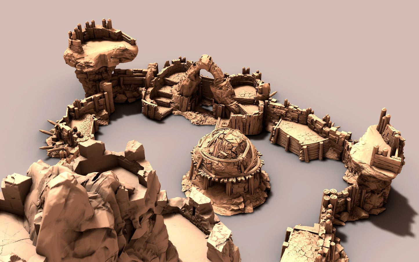Orc Wasteland Fort and Dwarven Ruin - 3D Printed Tabletop Terrain, Perfect for Wargames, Board Games, Role Playing Games