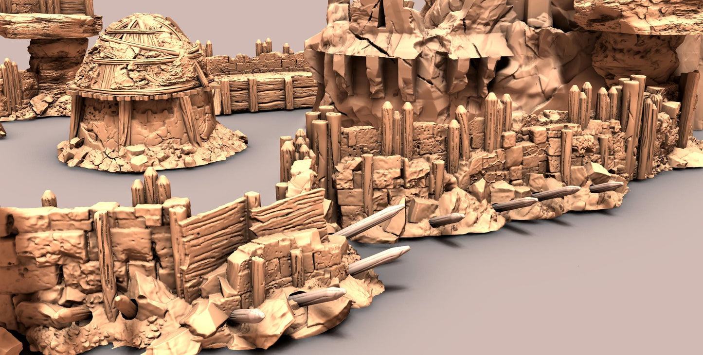 Orc Wasteland Fort and Dwarven Ruin - 3D Printed Tabletop Terrain, Perfect for Wargames, Board Games, Role Playing Games