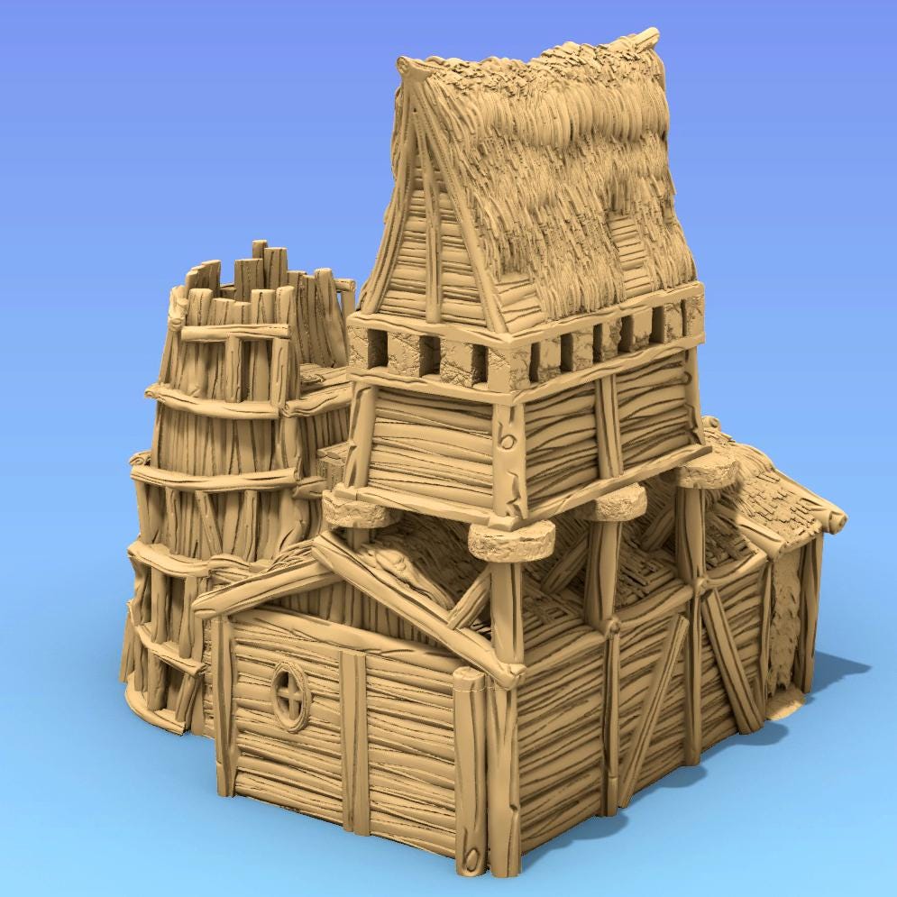 Mine Barracks by GameScape3D - 3D Printed Tabletop Terrain, Perfect for Wargames, Role playing games, Tabletop games