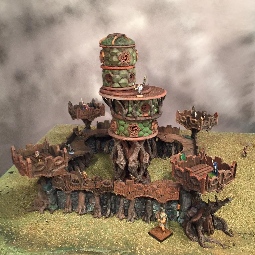Wood Elf Fort and Buildings - 3D Printed Tabletop Terrain, Perfect for Wargames, Board Games, Role Playing Games