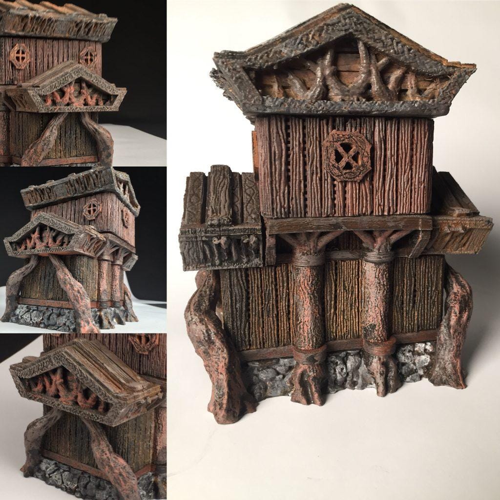 Wood Elf Fort and Buildings - 3D Printed Tabletop Terrain, Perfect for Wargames, Board Games, Role Playing Games
