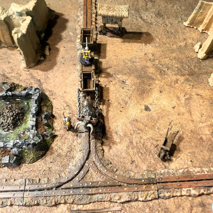 Wooden Mining Tracks & Mining Cart by GameScape3D - 3D Printed Tabletop Terrain, Perfect for Wargames, Role playing games, Tabletop games