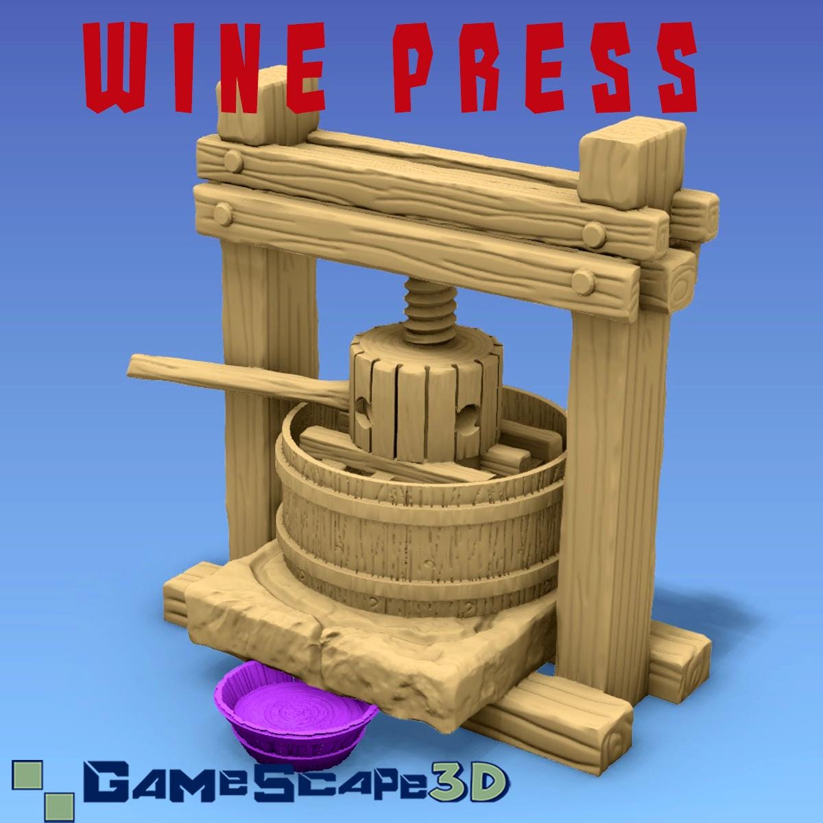 Wine Press Scatter Terrain by GameScape3D - 3D Printed Tabletop Terrain, Perfect for Wargames, Role playing games, Tabletop games