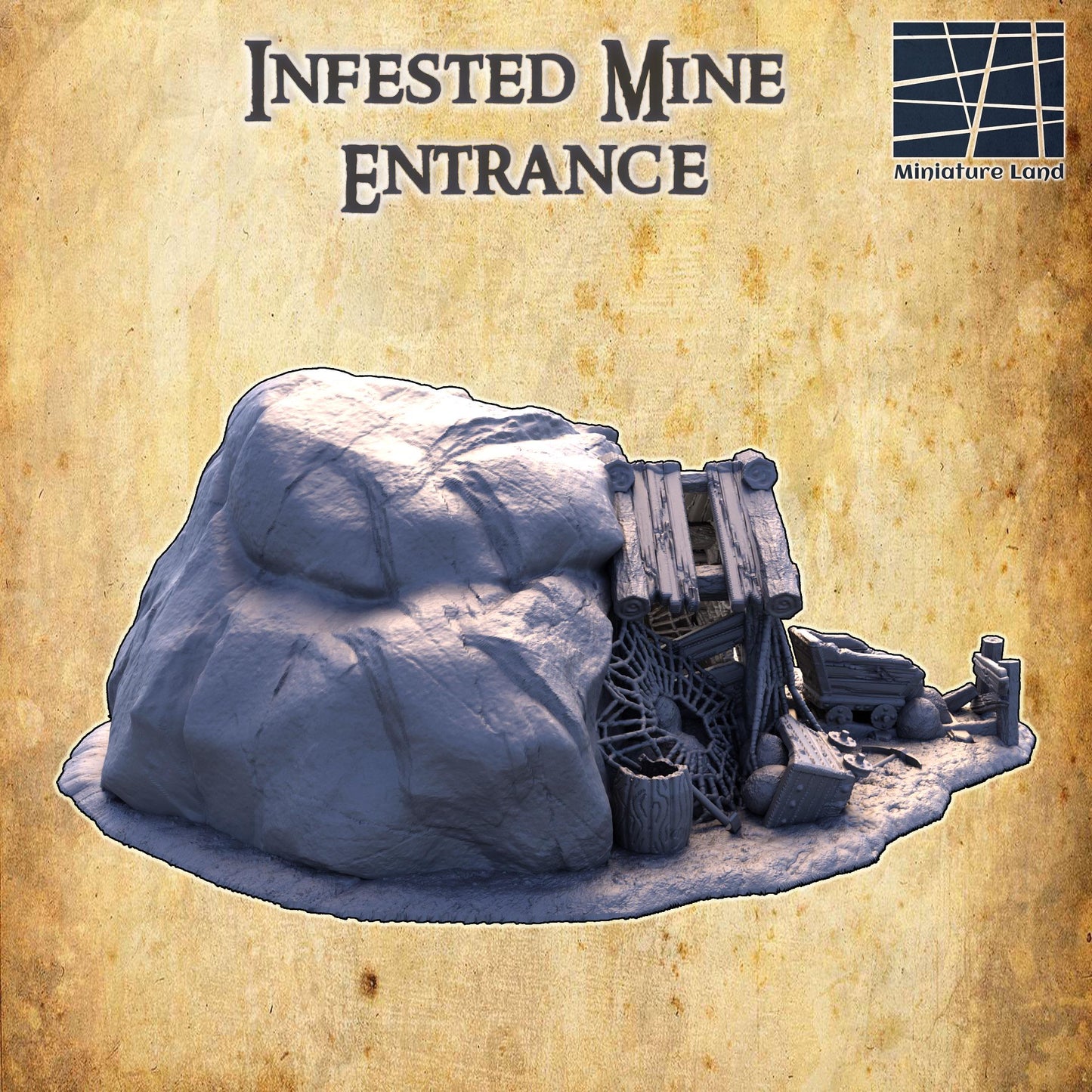 Infested Mine Entrance - Tabletop Terrain - 28 MM, Tabletop 3D Printed Terrain by MiniatureLand, Perfect for Wargaming and RPGs
