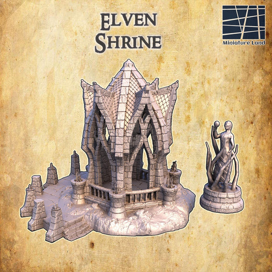 Elven Shrine - Tabletop Terrain - 28 MM, Tabletop 3D Printed Terrain by MiniatureLand, Perfect for Wargaming and RPGs
