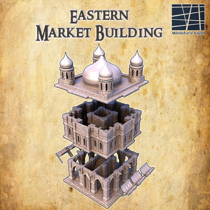 Eastern Marketplace - Tabletop Terrain - 28 MM Tabletop 3D Printed Terrain by MiniatureLand, Perfect for Wargaming and RPGs