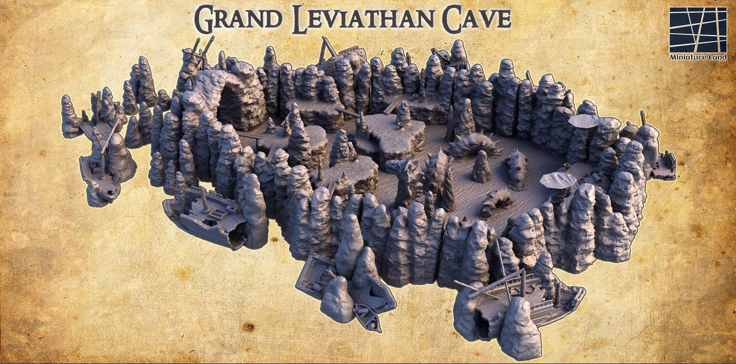 Grand Leviathan Cave - Tabletop Terrain - 28 MM, Tabletop 3D Printed Terrain by MiniatureLand, Perfect for Wargaming and RPGs