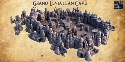 Grand Leviathan Cave - Tabletop Terrain - 28 MM, Tabletop 3D Printed Terrain by MiniatureLand, Perfect for Wargaming and RPGs