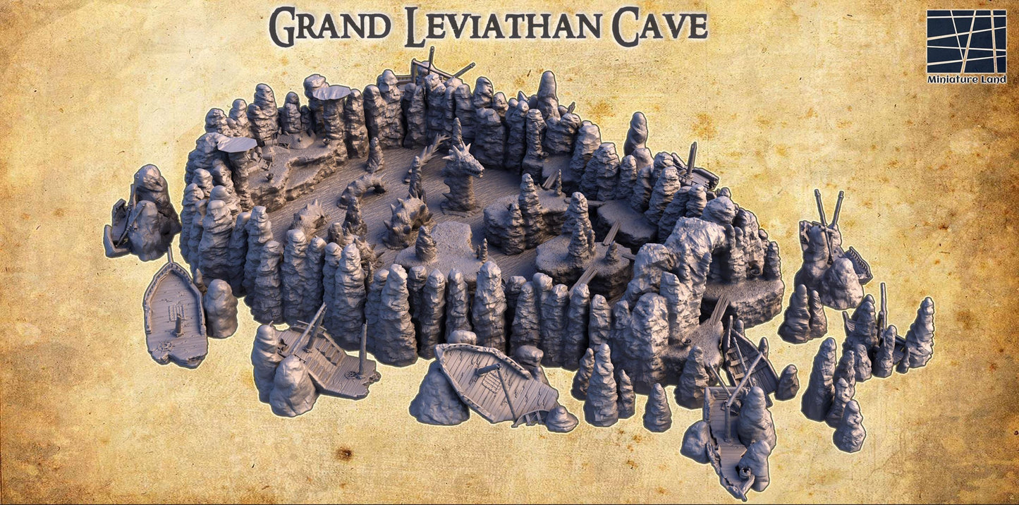 Grand Leviathan Cave - Tabletop Terrain - 28 MM, Tabletop 3D Printed Terrain by MiniatureLand, Perfect for Wargaming and RPGs