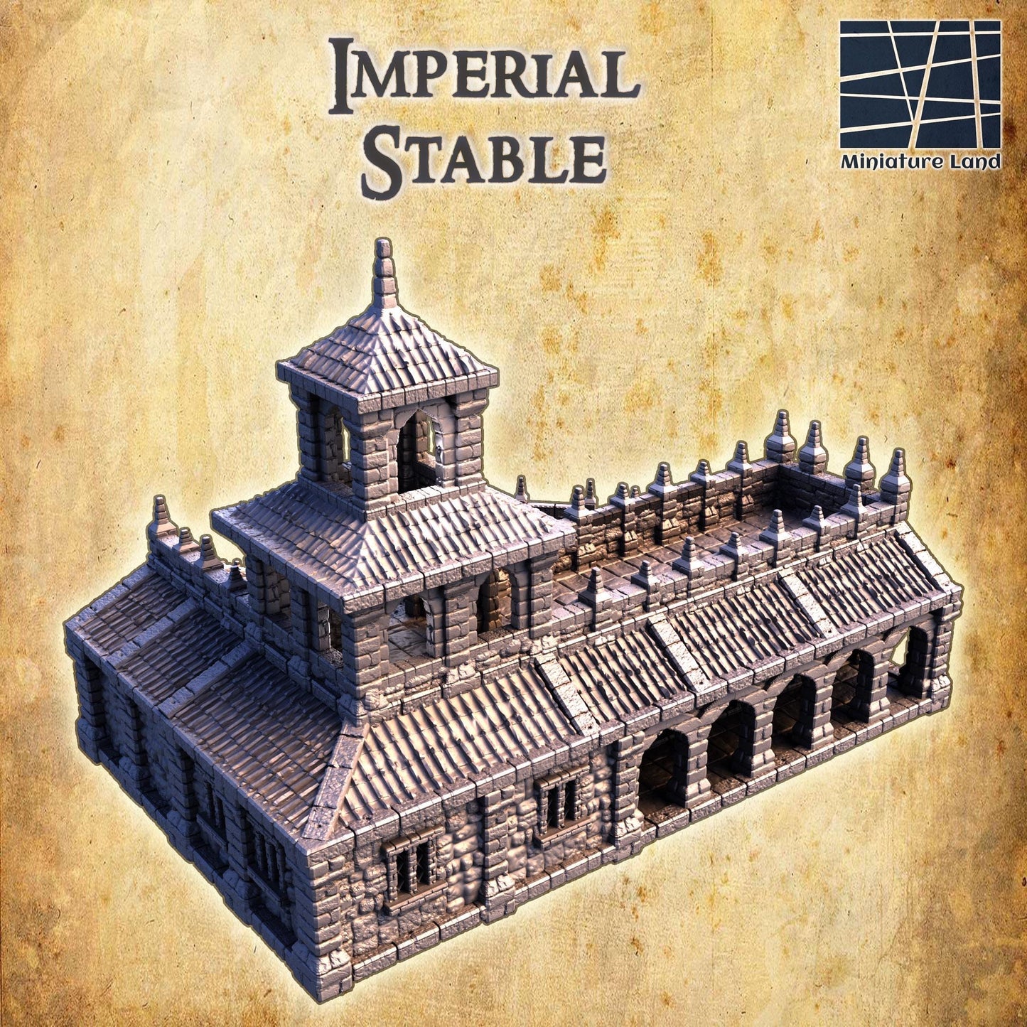 Imperial Stable- Tabletop Terrain - 28 MM, Tabletop 3D Printed Terrain by MiniatureLand, Perfect for Wargaming and RPGs