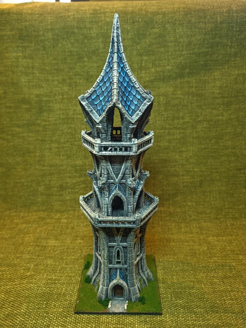 Elven Watchtower - Tabletop Terrain - 28 MM, Tabletop 3D Printed Terrain by MiniatureLand, Perfect for Wargaming and RPGs