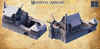 Medieval Armory - Tabletop Terrain - 28 MM, Tabletop 3D Printed Terrain by MiniatureLand, Perfect for Wargaming and RPGs