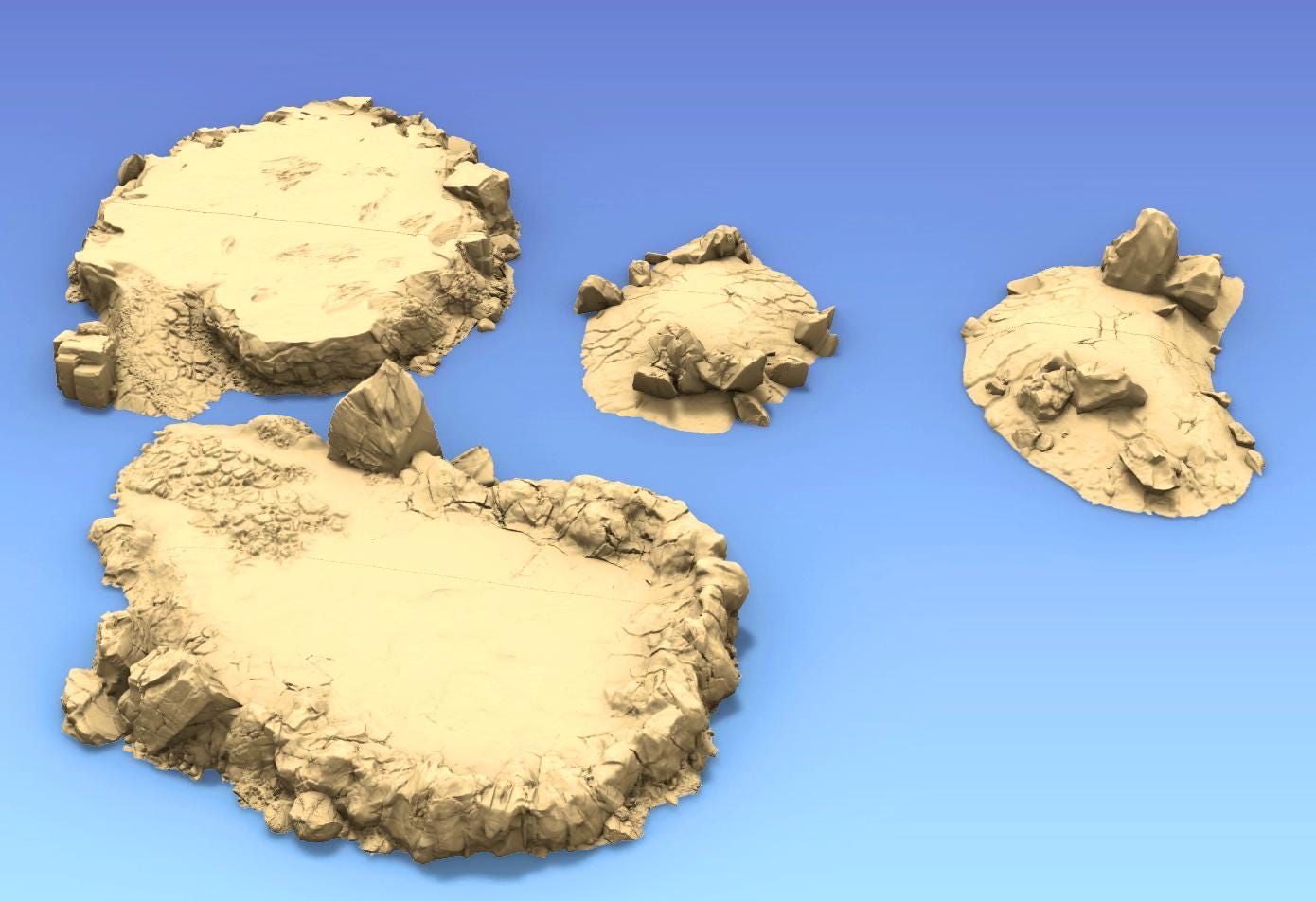 Hills and Plateaus Set 1 by GameScape3D - 3D Printed Tabletop Terrain, Perfect for Wargames, Role playing games, Tabletop games