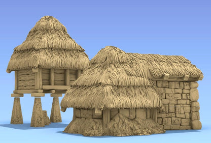 Ice and Grain Store Houses by GameScape3D - 3D Printed Tabletop Terrain, Perfect for Wargames, Role playing games, Tabletop games