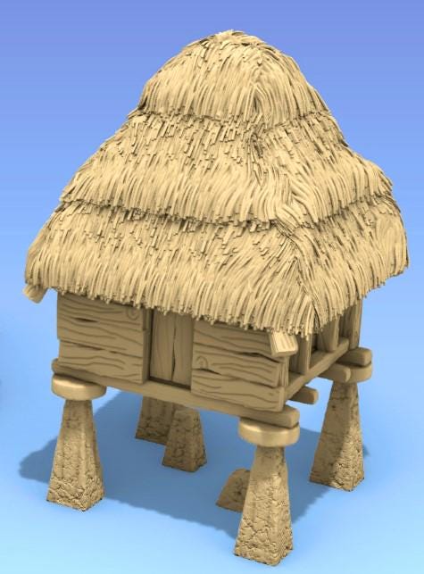 Ice and Grain Store Houses by GameScape3D - 3D Printed Tabletop Terrain, Perfect for Wargames, Role playing games, Tabletop games