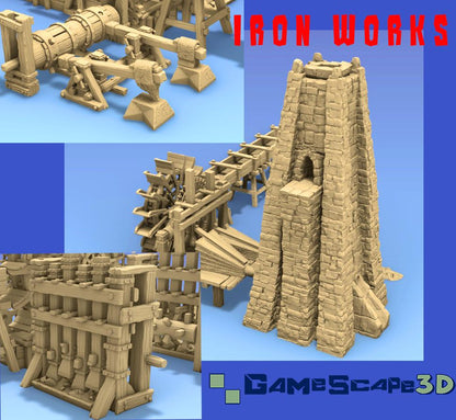 Iron Works by GameScape3D - 3D Printed Tabletop Terrain, Perfect for Wargames, Role playing games, Tabletop games