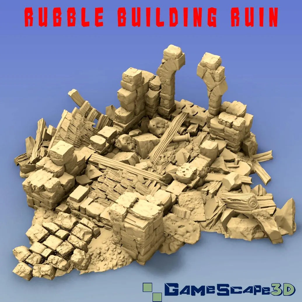 Rubble Building Ruin by GameScape3D - 3D Printed Tabletop Terrain, Perfect for Wargames, Role playing games, Tabletop games