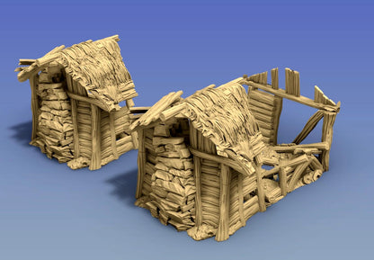 Wood Shack Ruin 1 by GameScape3D - 3D Printed Tabletop Terrain, Perfect for Wargames, Role playing games, Tabletop games