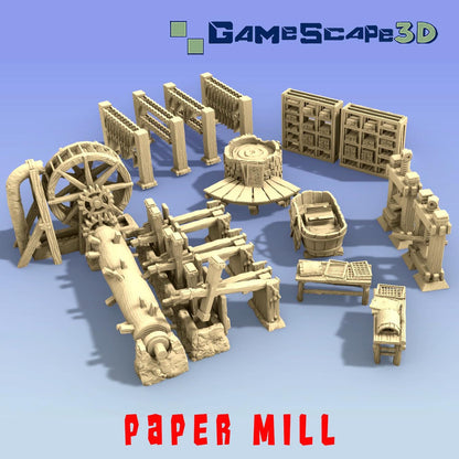 Paper Mill Scatter Terrain by GameScape3D - 3D Printed Tabletop Terrain, Perfect for Wargames, Role playing games, Tabletop games