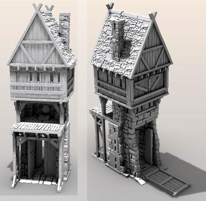 Citadel Walls, Gatehouse (Ballista and Oil Pour), & Towers by GameScape3D - 3D Printed Tabletop Terrain, Perfect for Wargames