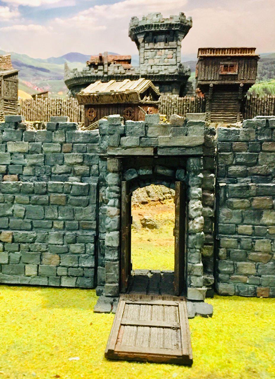 Citadel Walls, Gatehouse (Ballista and Oil Pour), & Towers by GameScape3D - 3D Printed Tabletop Terrain, Perfect for Wargames