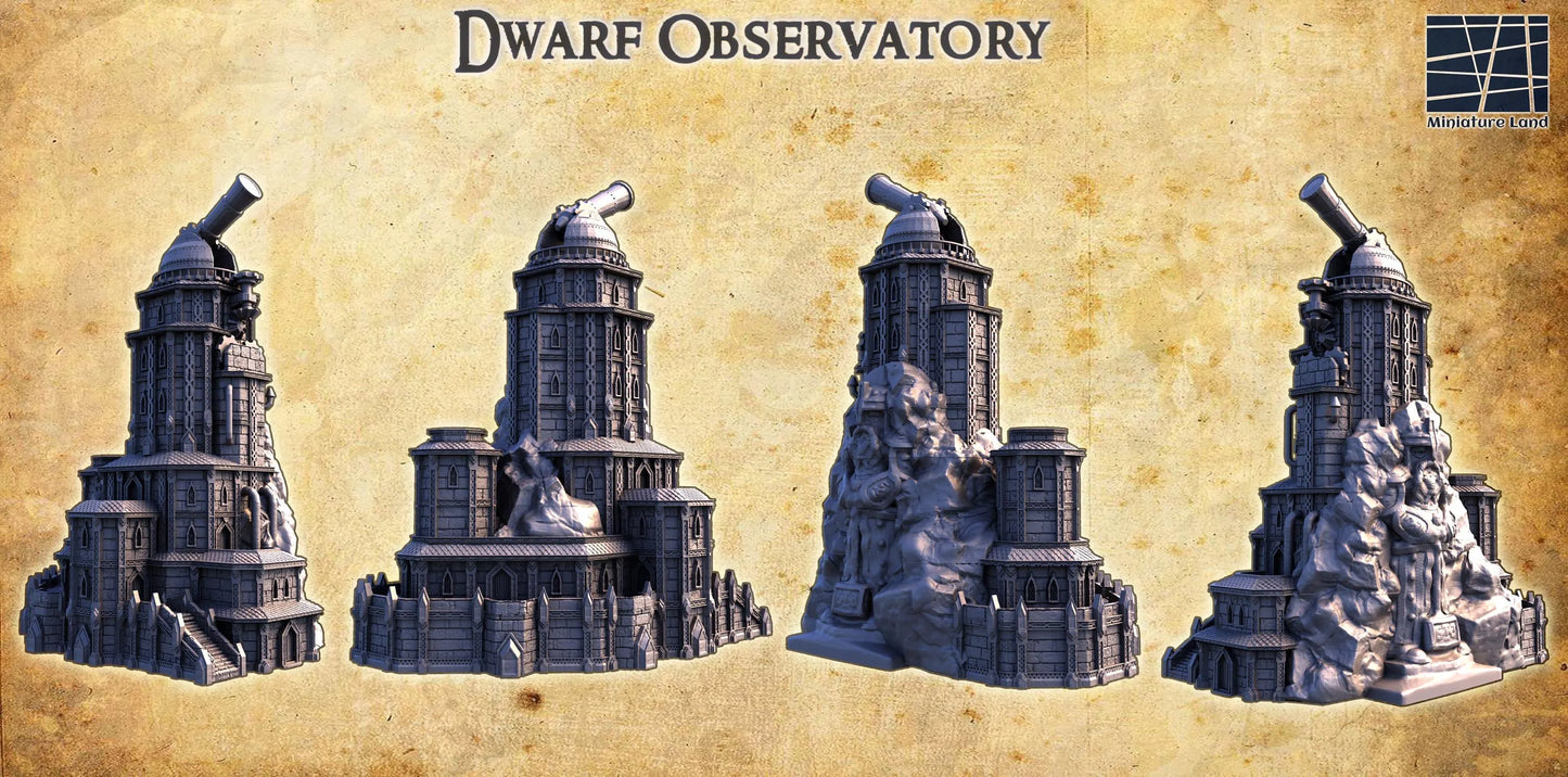 Dwarf Observatory - Tabletop Terrain - 28 MM, Tabletop 3D Printed Terrain by MiniatureLand, Perfect for Wargaming and RPGs