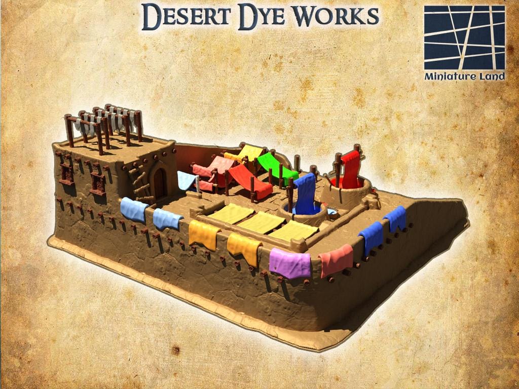 Desert Dye Works - Tabletop Terrain - 28 MM Tabletop 3D Printed Terrain by MiniatureLand, Perfect for Wargaming and RPGs