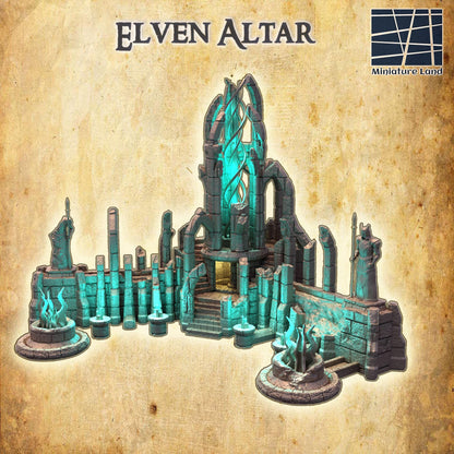 Elven Altar - Tabletop Terrain - 28 MM, Tabletop 3D Printed Terrain by MiniatureLand, Perfect for Wargaming and RPGs