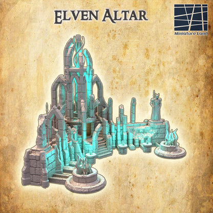 Elven Altar - Tabletop Terrain - 28 MM, Tabletop 3D Printed Terrain by MiniatureLand, Perfect for Wargaming and RPGs