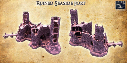 Ruined Seaside Fort - Tabletop Terrain - 28 MM, Tabletop 3D Printed Terrain by MiniatureLand, Perfect for Wargaming and RPGs