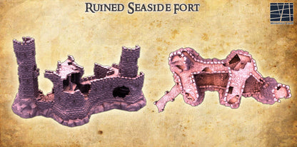 Ruined Seaside Fort - Tabletop Terrain - 28 MM, Tabletop 3D Printed Terrain by MiniatureLand, Perfect for Wargaming and RPGs