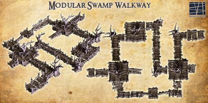 Modular Swamp Walkway - Tabletop Terrain - 28 MM, Tabletop 3D Printed Terrain by MiniatureLand, Perfect for Wargaming and RPGs