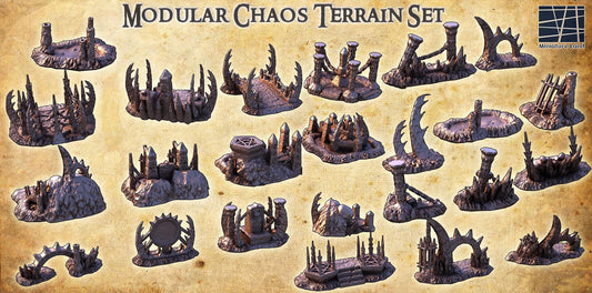Modular Chaos Terrain Set - Tabletop Terrain - 28 MM, Tabletop 3D Printed Terrain by MiniatureLand, Perfect for Wargaming and RPGs