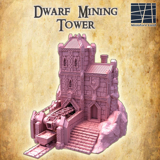 Dwarf Mining Tower - Tabletop Terrain - 28 MM, Tabletop 3D Printed Terrain by MiniatureLand, Perfect for Wargaming and RPGs