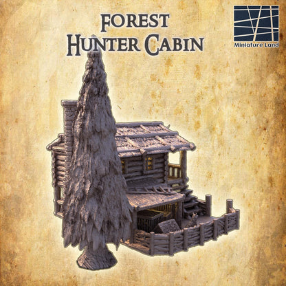 Forest Hunter Cabin - Tabletop Terrain - 28 MM, Tabletop 3D Printed Terrain by MiniatureLand, Perfect for Wargaming and RPGs