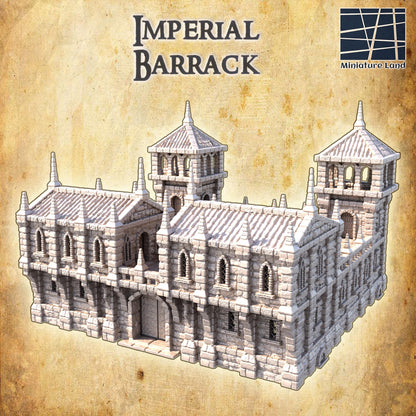 Imperial Barrack - Tabletop Terrain - 28 MM, Tabletop 3D Printed Terrain by MiniatureLand, Perfect for Wargaming and RPGs
