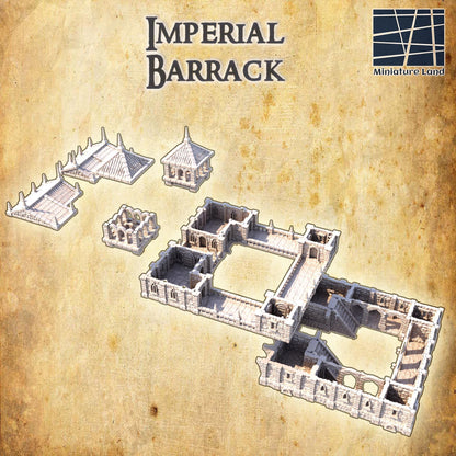 Imperial Barrack - Tabletop Terrain - 28 MM, Tabletop 3D Printed Terrain by MiniatureLand, Perfect for Wargaming and RPGs