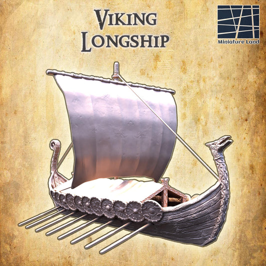 Viking Longship - Tabletop Terrain - 28 MM, Tabletop 3D Printed Terrain by MiniatureLand, Perfect for Wargaming and RPGs