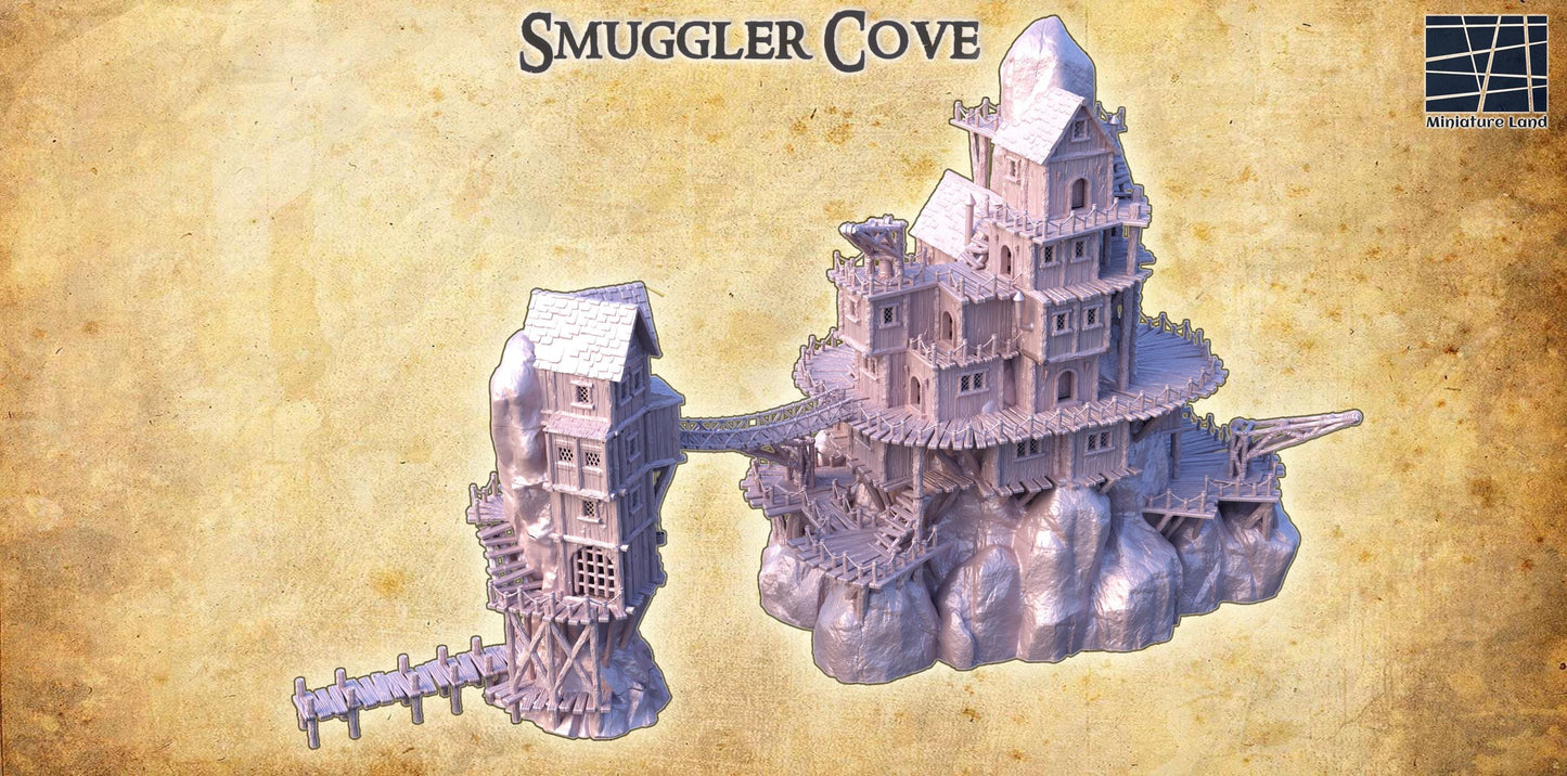 Smuggler Cove - Tabletop Terrain - 28 MM, Tabletop 3D Printed Terrain by MiniatureLand, Perfect for Wargaming and RPGs