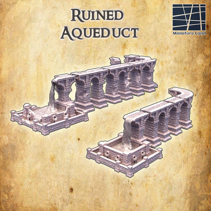 Ruined Aqueduct - Tabletop Terrain - 28 MM, Tabletop 3D Printed Terrain by MiniatureLand, Perfect for Wargaming and RPGs