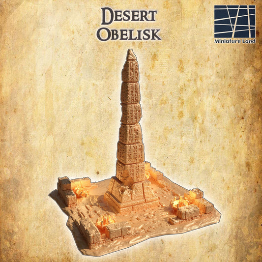 Desert Obelisk - Tabletop Terrain - 28 MM 3D Printed Terrain by MiniatureLand, Perfect for Wargaming and RPGs