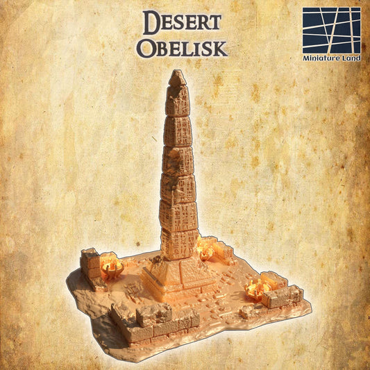 Desert Obelisk - Tabletop Terrain - 28 MM 3D Printed Terrain by MiniatureLand, Perfect for Wargaming and RPGs