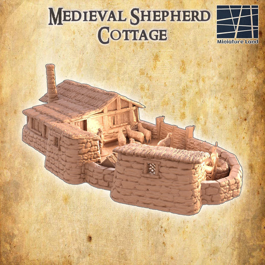 Medieval Shepherd Cottage - Tabletop Terrain - 28 MM, Tabletop 3D Printed Terrain by MiniatureLand, Perfect for Wargaming and RPGs