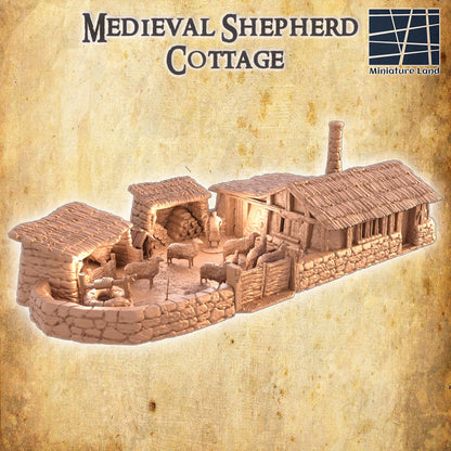 Medieval Shepherd Cottage - Tabletop Terrain - 28 MM, Tabletop 3D Printed Terrain by MiniatureLand, Perfect for Wargaming and RPGs