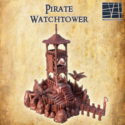 Pirate Watchtower - Tabletop Terrain - 28 MM, Tabletop 3D Printed Terrain by MiniatureLand, Perfect for Wargaming and RPGs