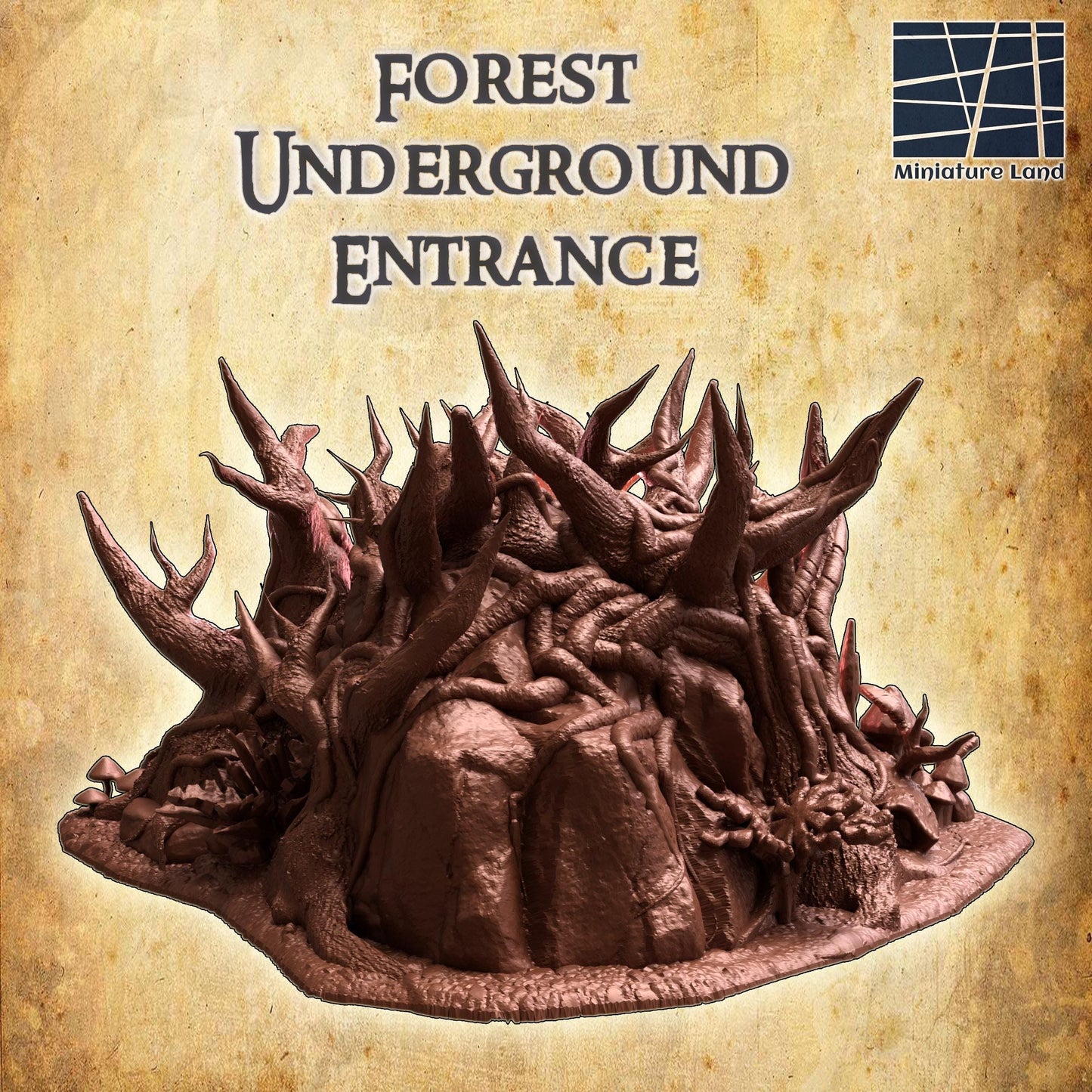 Forest Underground Entrance - Tabletop Terrain - 28 MM, Tabletop 3D Printed Terrain by MiniatureLand, Perfect for Wargaming and RPGs