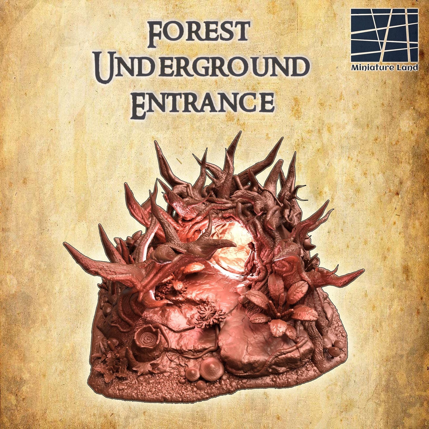 Forest Underground Entrance - Tabletop Terrain - 28 MM, Tabletop 3D Printed Terrain by MiniatureLand, Perfect for Wargaming and RPGs