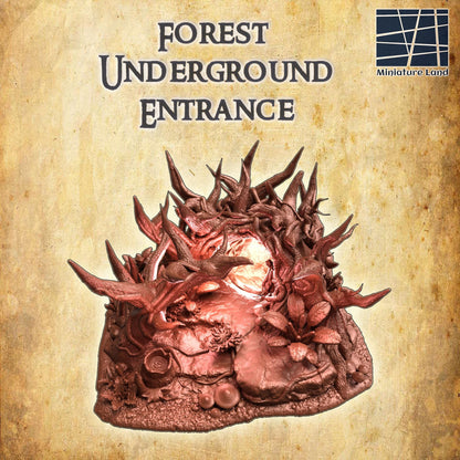 Forest Underground Entrance - Tabletop Terrain - 28 MM, Tabletop 3D Printed Terrain by MiniatureLand, Perfect for Wargaming and RPGs